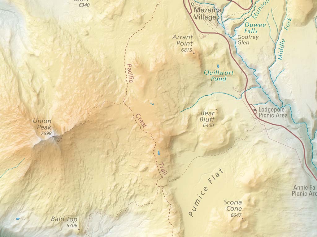 Crater Lake National Park Elevation Tints Fine Art Print Map
