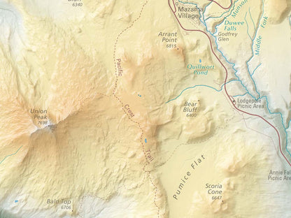 Crater Lake National Park Elevation Tints Fine Art Print Map