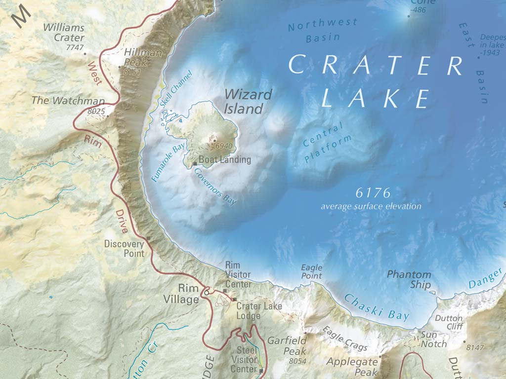 Crater Lake National Park Landscape Fine Art Print Map