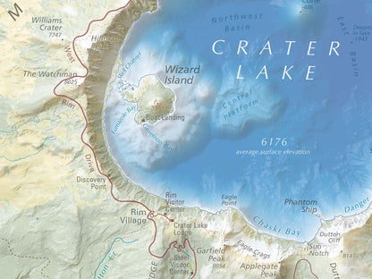 Crater Lake National Park Landscape Fine Art Print Map
