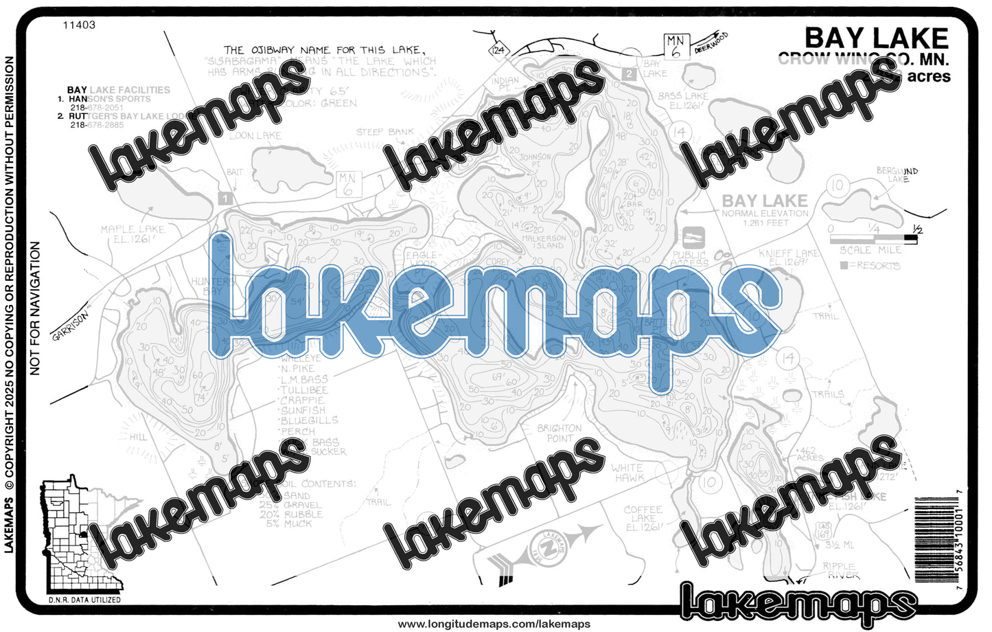 Crow Wing County, MN - BAY - Lakemap - 11403