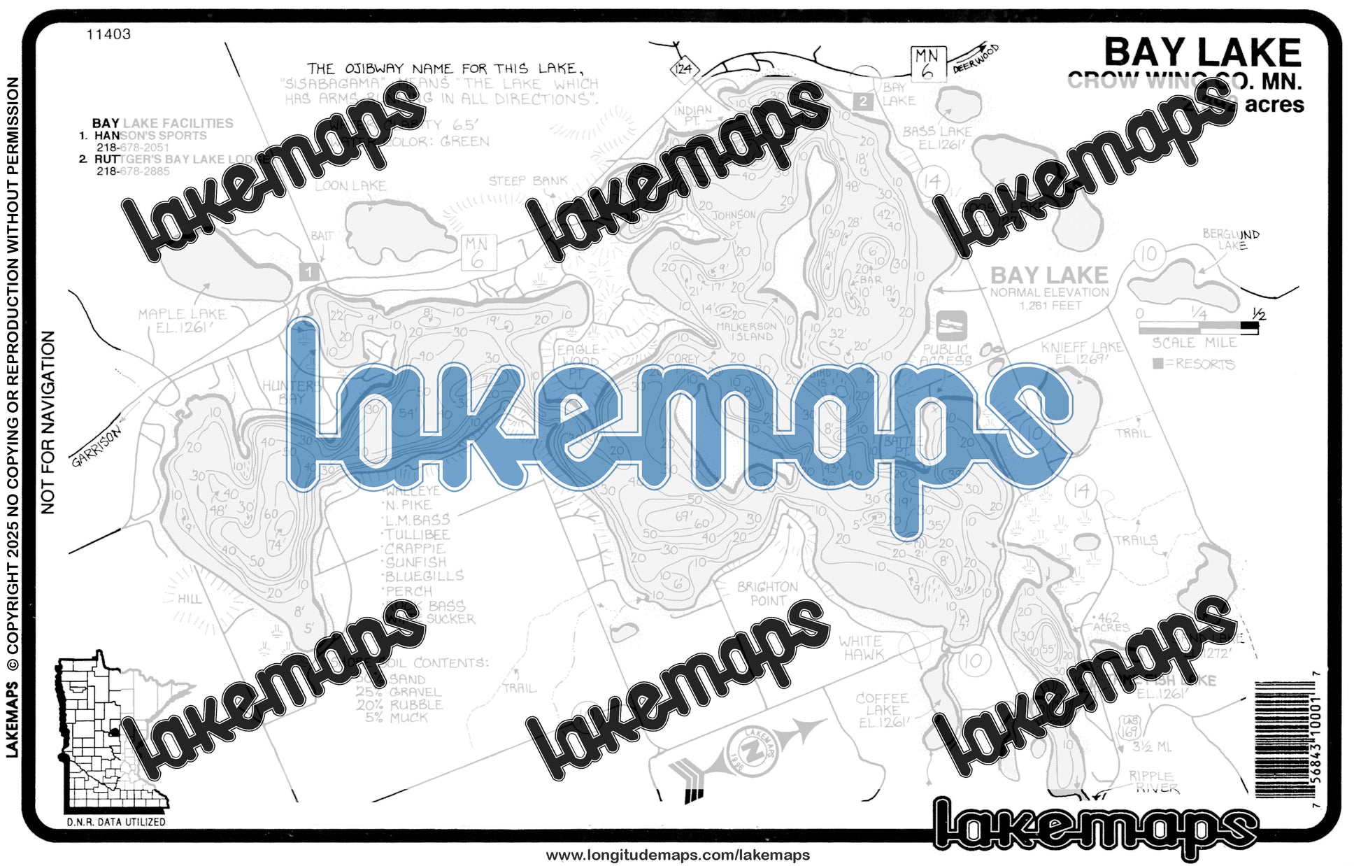 Crow Wing County, MN - BAY - Lakemap - 11403