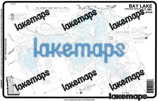 Crow Wing County, MN - BAY / Tame Fish - Lakemap - 11403