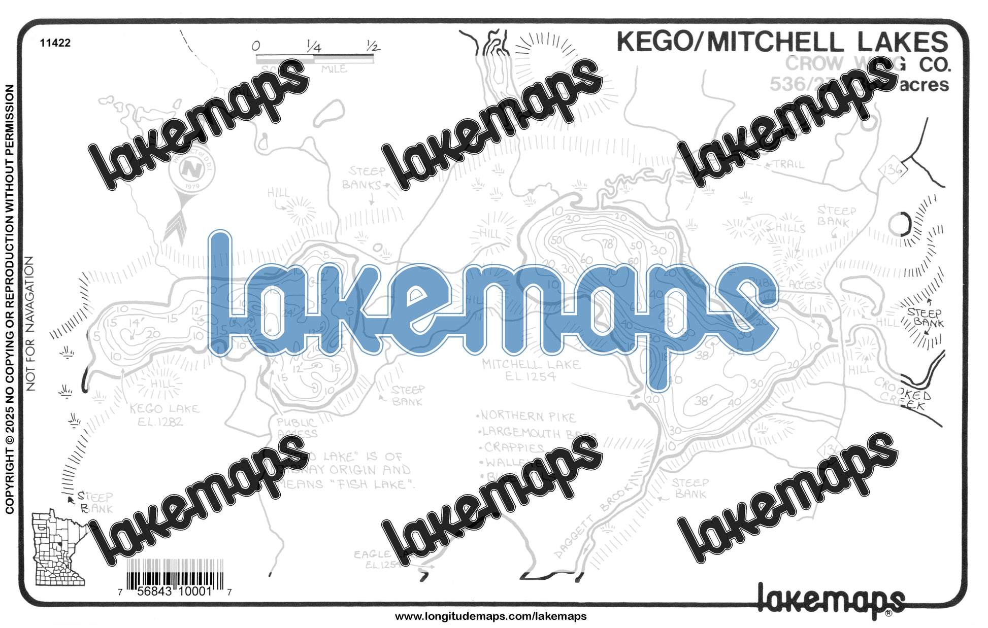 Crow Wing County, MN - KEGO / Mitchell - Lakemap - 11422