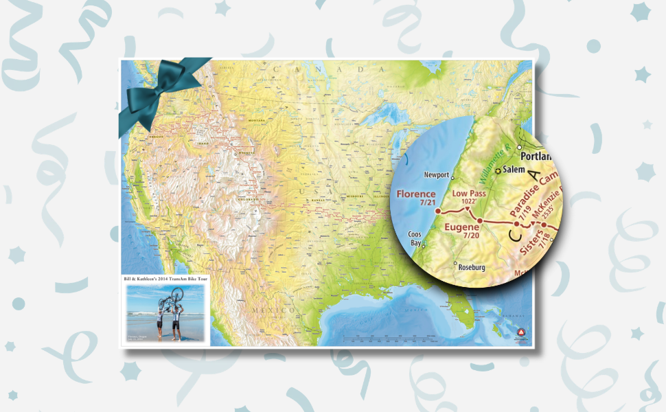 Custom Bike Tour Map Gift