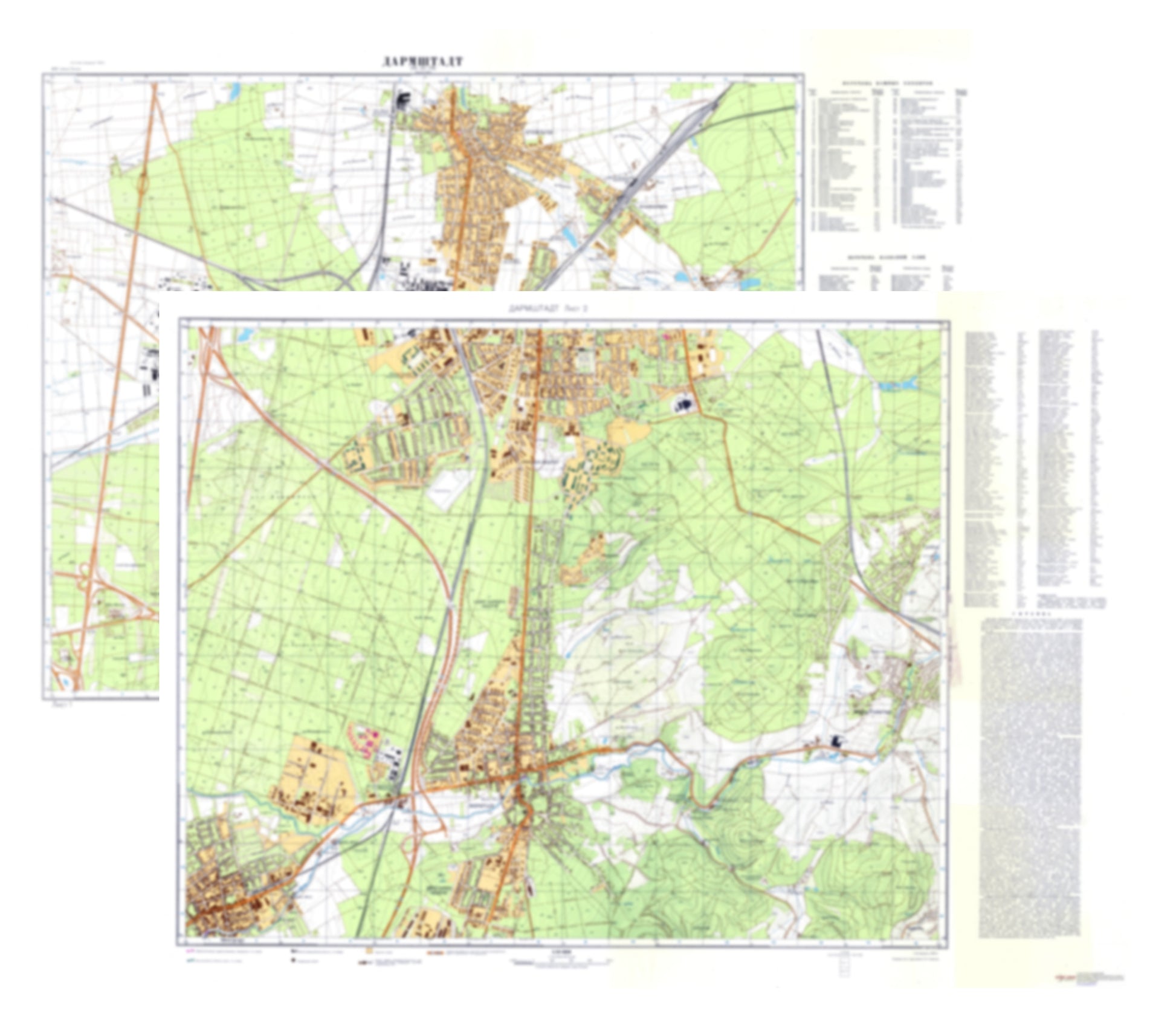 Darmstadt (Germany) 2-Sheet Set - Soviet Military City Plans
