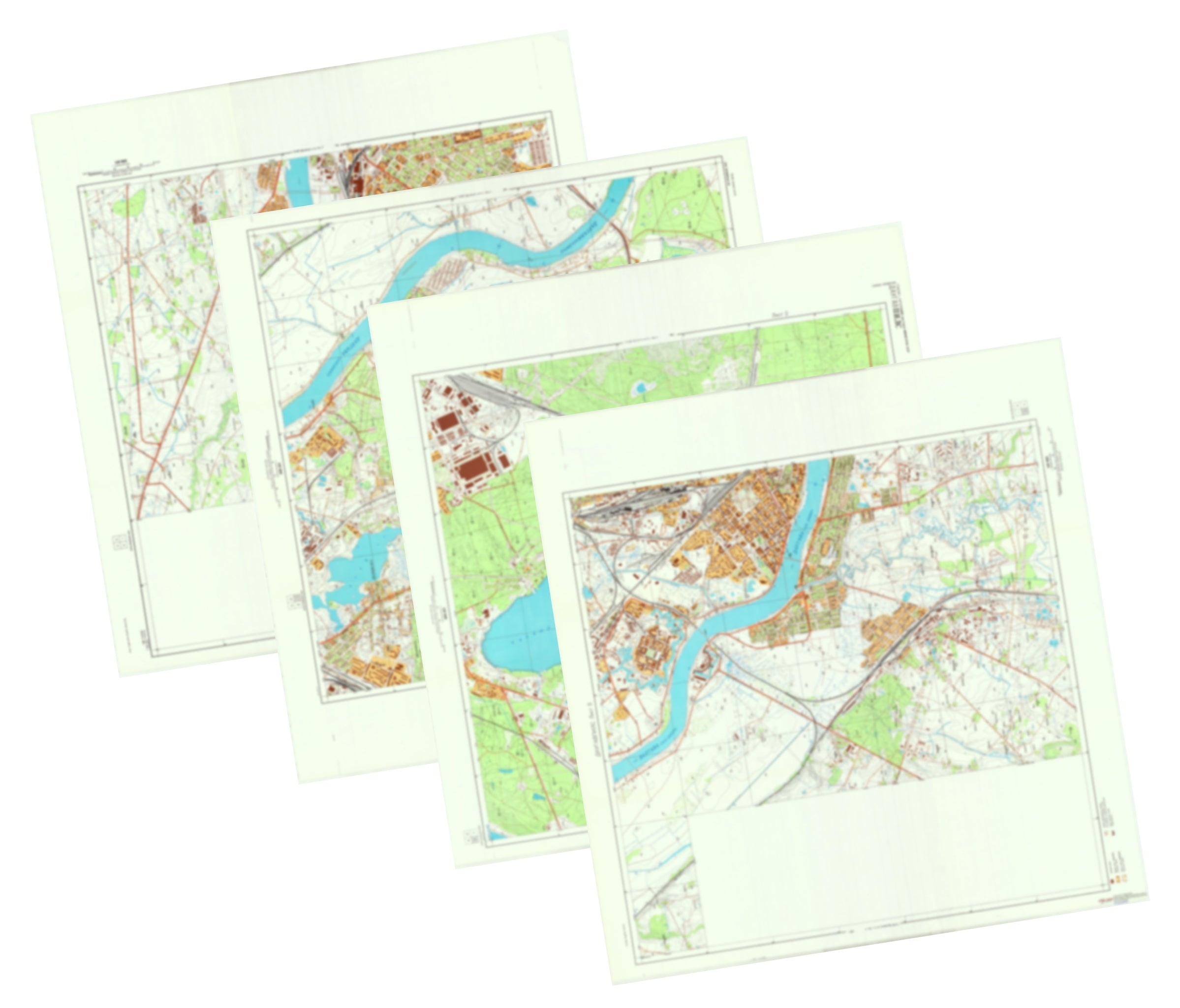 Daugavpils (Latvia) 1991 Edition 4-Sheet Map Set - Soviet Military Cit ...