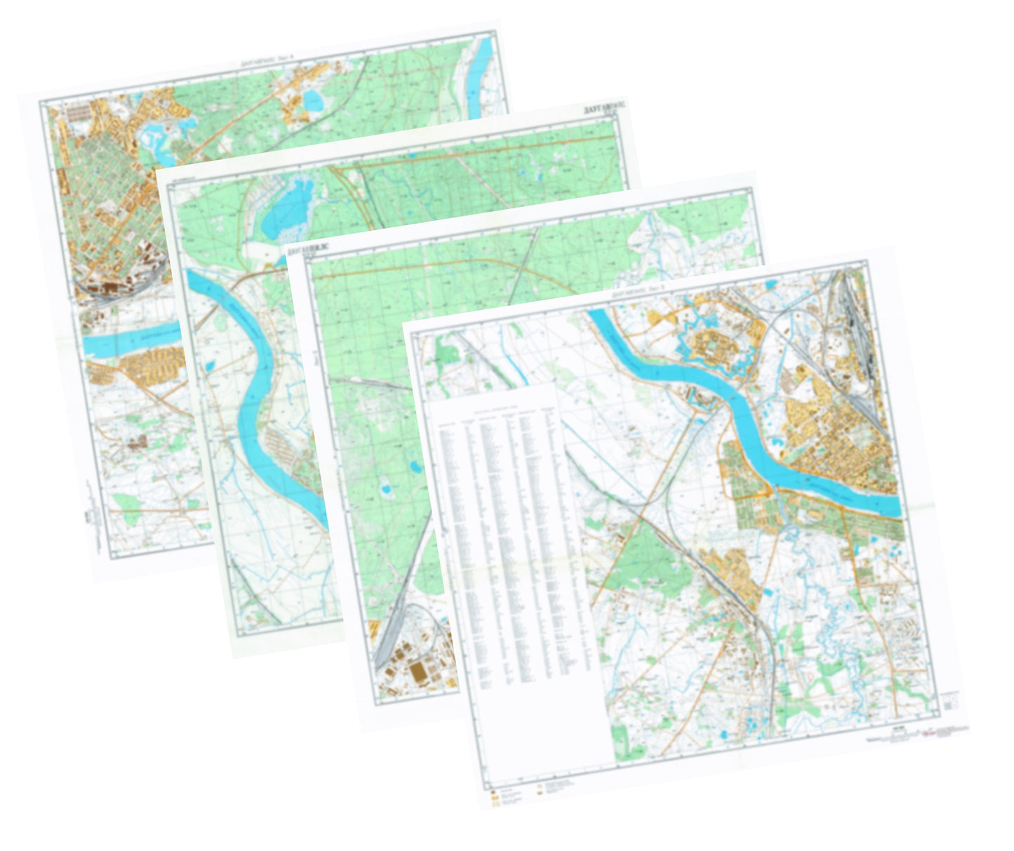 Daugavpils (Latvia) 4-Sheet Map Set - Soviet Military City Plans