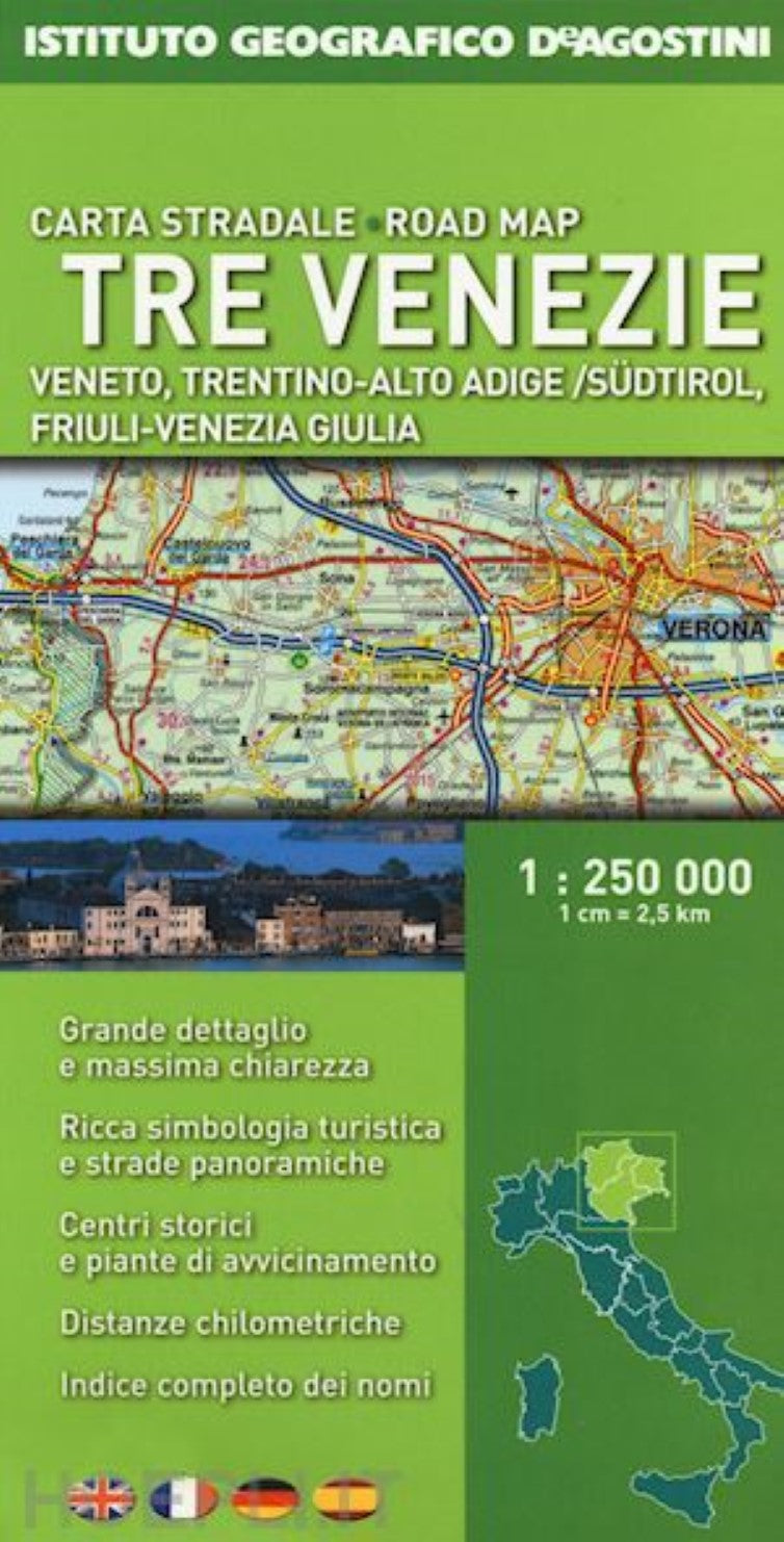 Tre Venezie; Veneto, Trentino-Alto Adige/ Sud Tirol, Friuli-Venezia Giulia  
Road Map