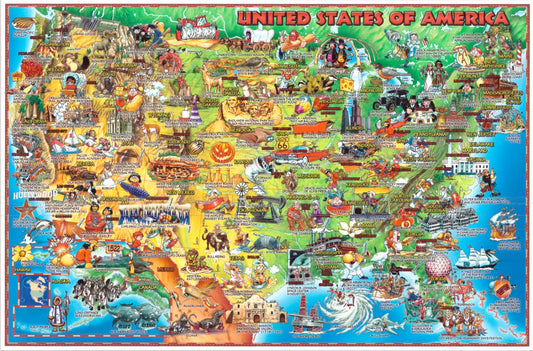 Dino's Illustrated Map of the USA 12" x 18"