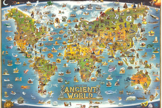 Dino's Illustrated Map of the Ancient World, 38" x 54"