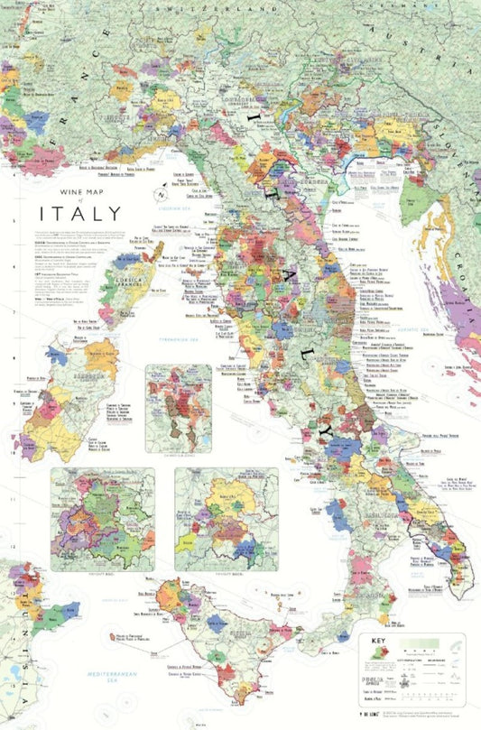 Wine Map of Italy - Poster