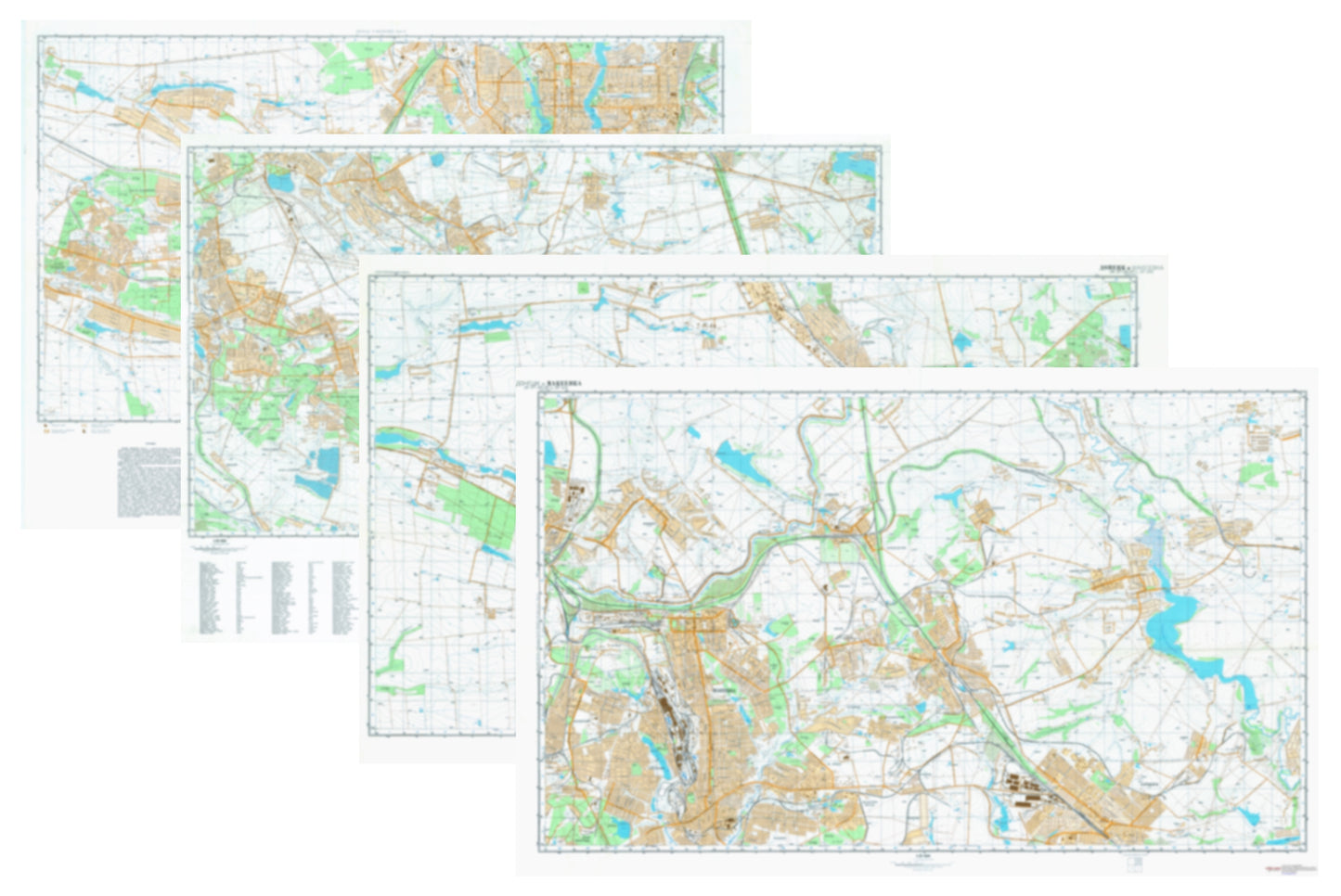 Donetsk (Ukraine) 4-Sheet Map Set - Soviet Military City Plans