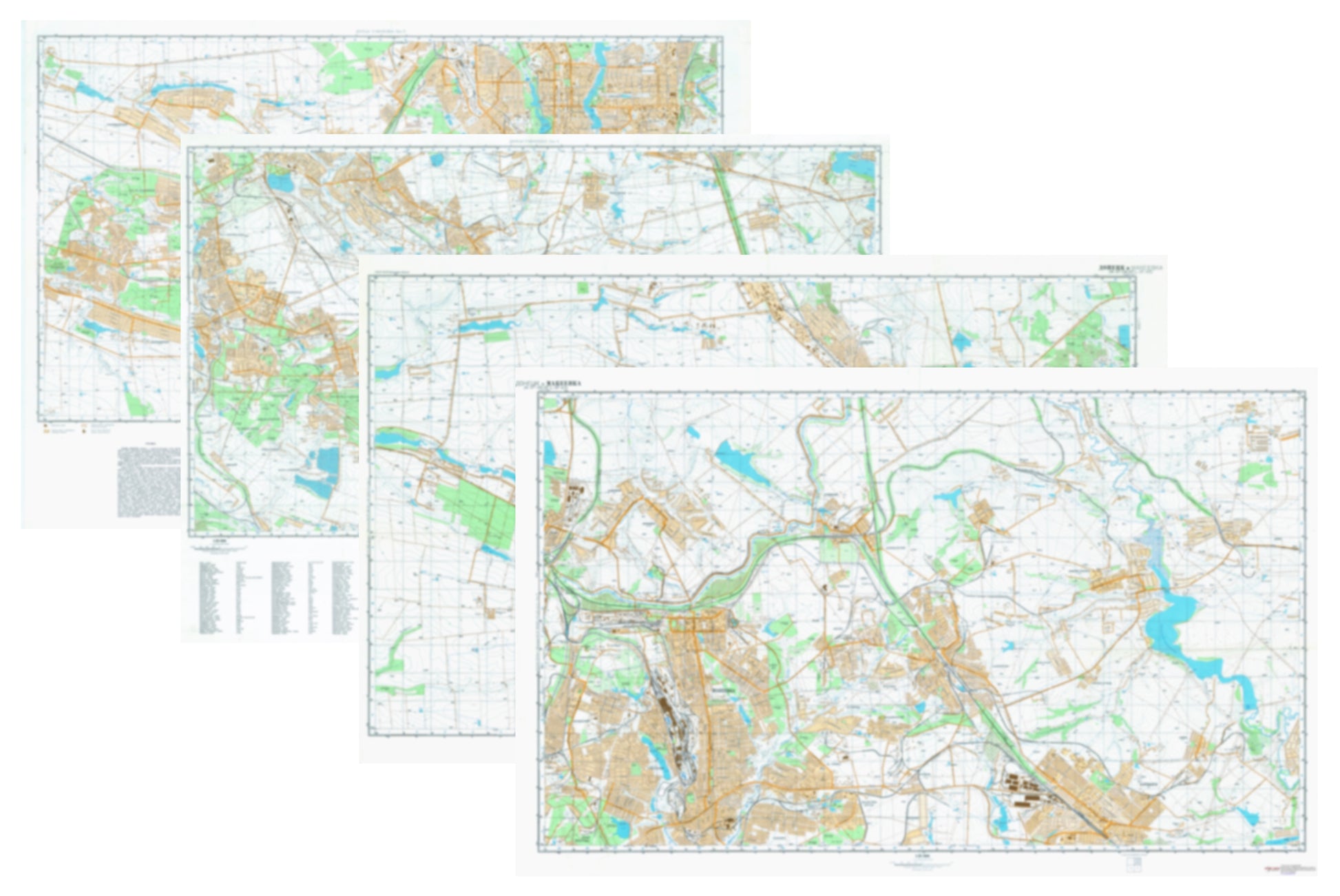 Donetsk (Ukraine) 4-Sheet Map Set - Soviet Military City Plans