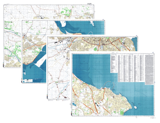 Dublin (Ireland) 4-Sheet Map Set - Soviet Military City Plans