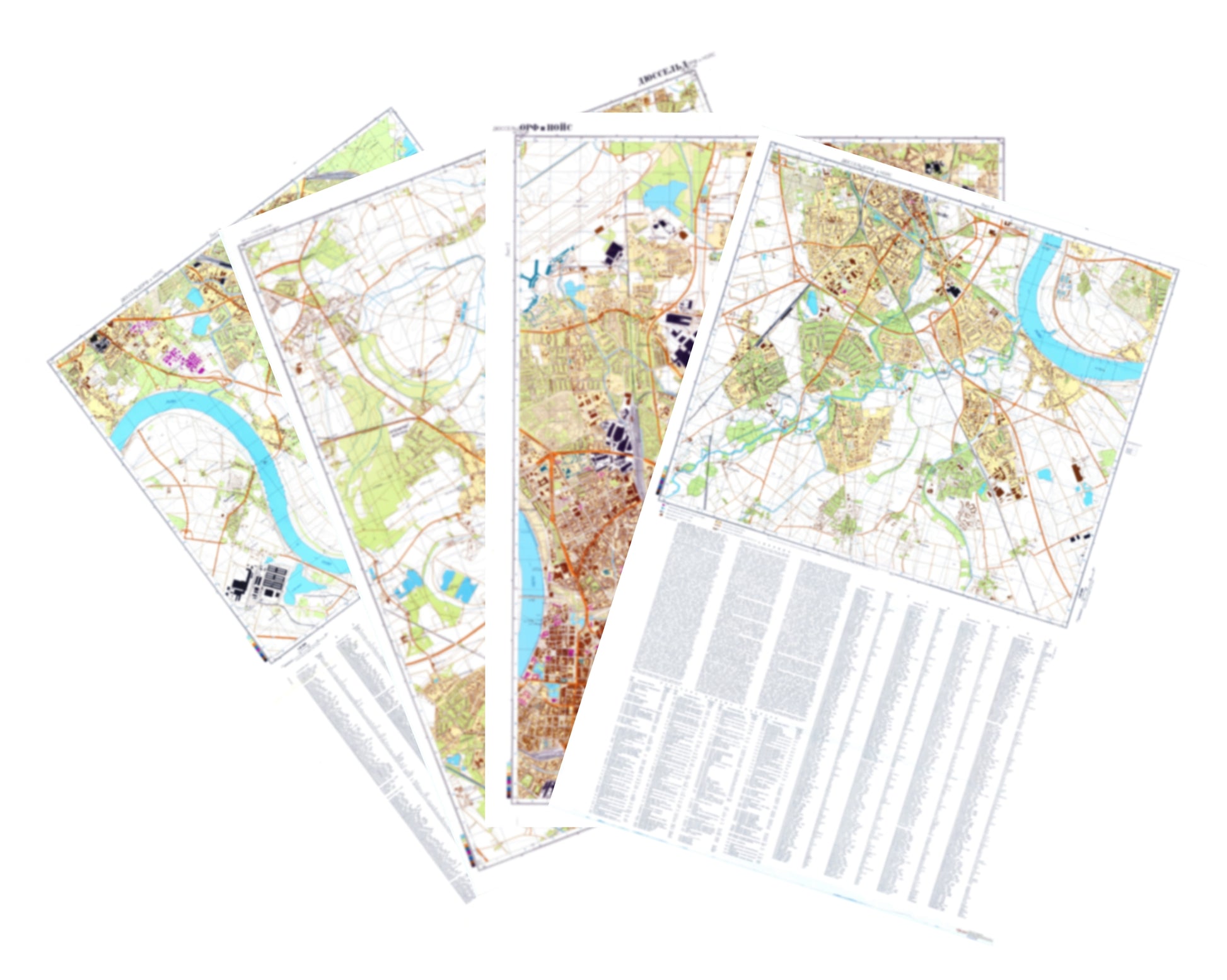 Dusseldorf (Germany) 4-Sheet Map Set - Soviet Military City Plans