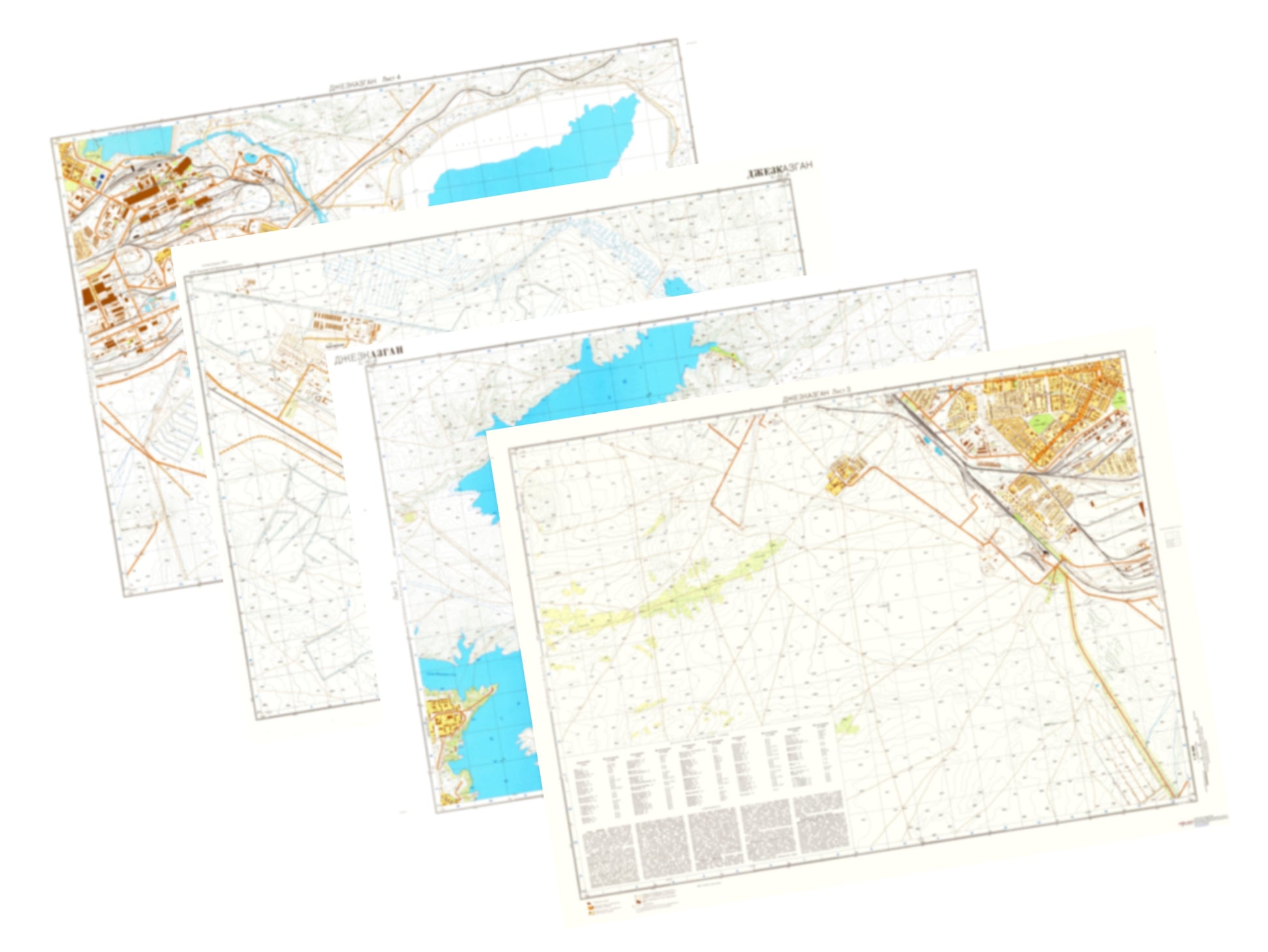 Dzhezkazgan (Kazakhstan) 4-Sheet Map Set - Soviet Military City Plans