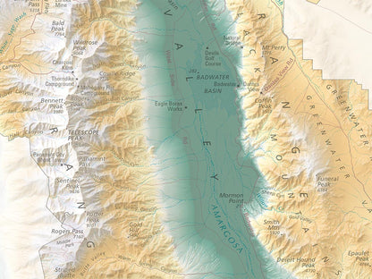 Death Valley National Park Elevation Tints Fine Art Print Map