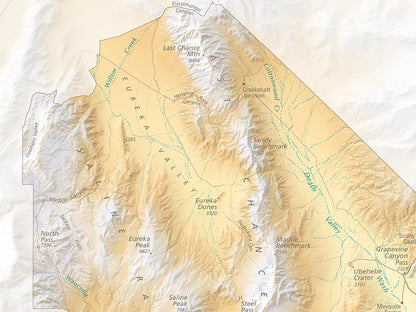 Death Valley National Park Elevation Tints Fine Art Print Map