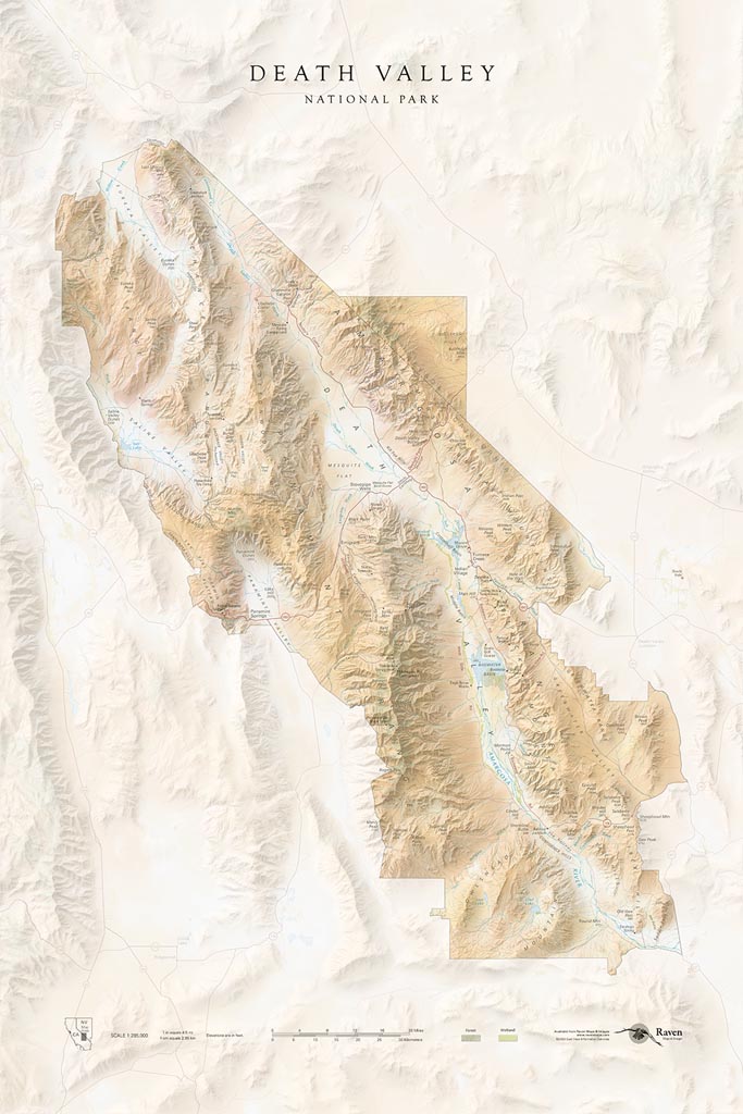 Death Valley National Park Landscape Fine Art Print Map