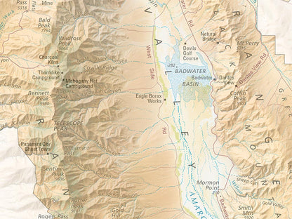 Death Valley National Park Landscape Fine Art Print Map