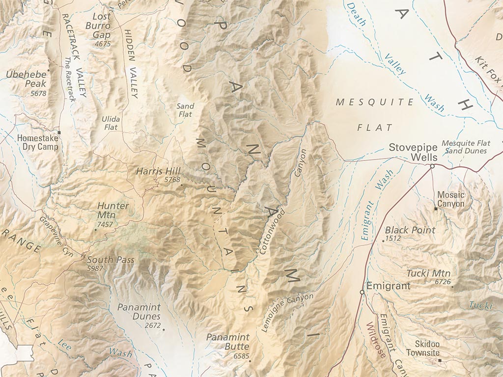 Death Valley National Park Landscape Fine Art Print Map