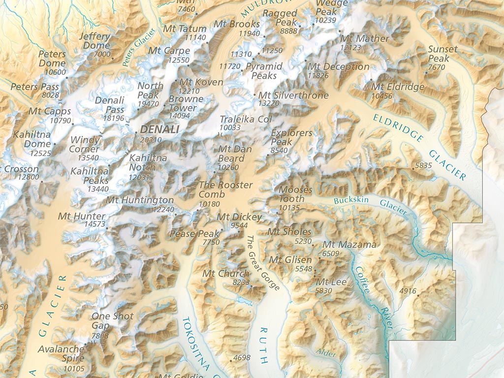 Denali National Park & Preserve Elevation Tints Fine Art Print Map