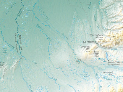 Denali National Park & Preserve Elevation Tints Fine Art Print Map