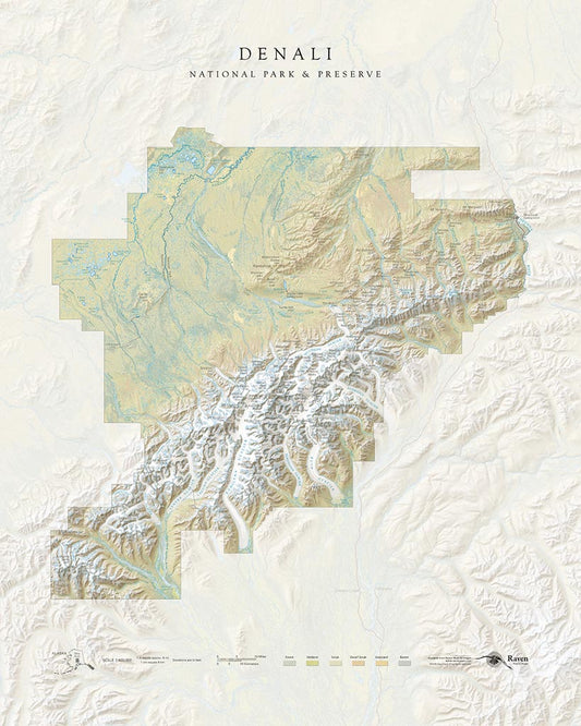 Denali National Park & Preserve Landscape Fine Art Print Map