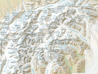 Denali National Park & Preserve Landscape Fine Art Print Map