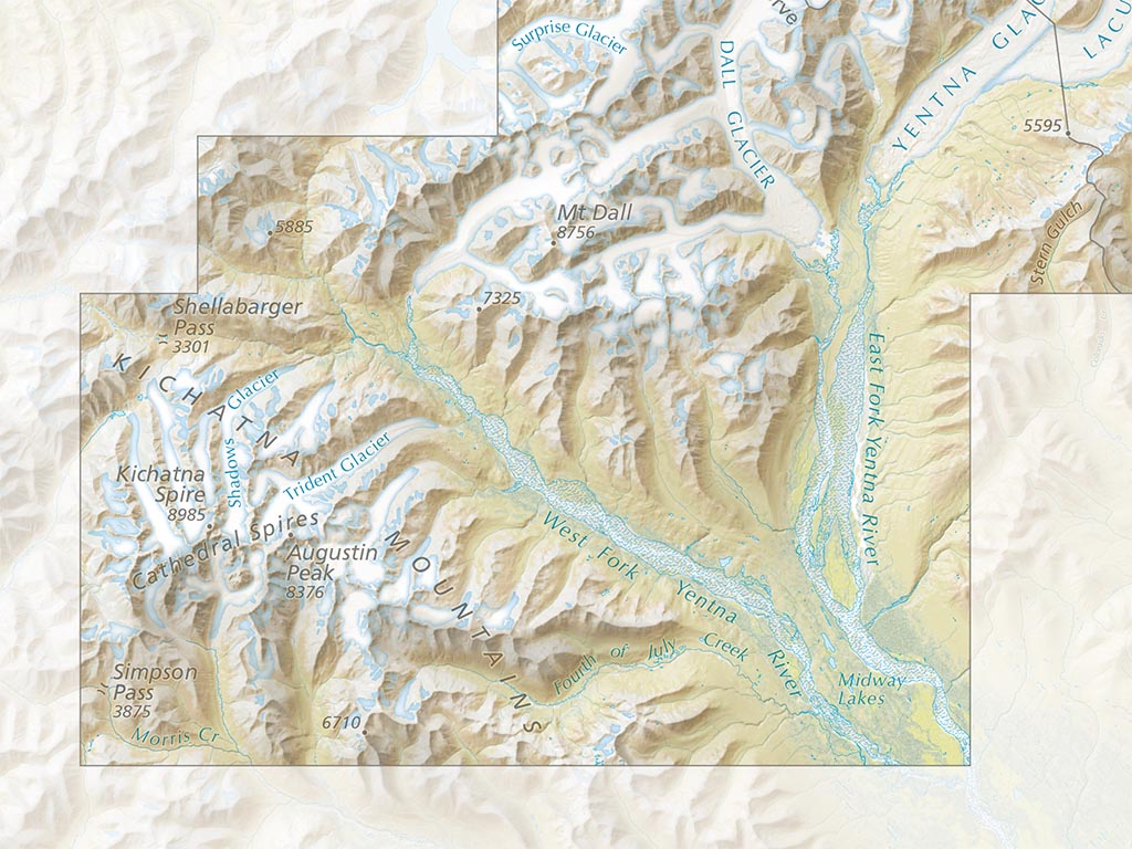 Denali National Park & Preserve Landscape Fine Art Print Map