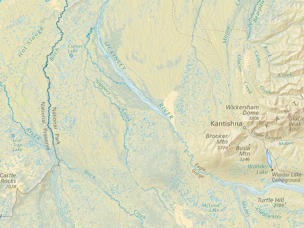 Denali National Park & Preserve Landscape Fine Art Print Map