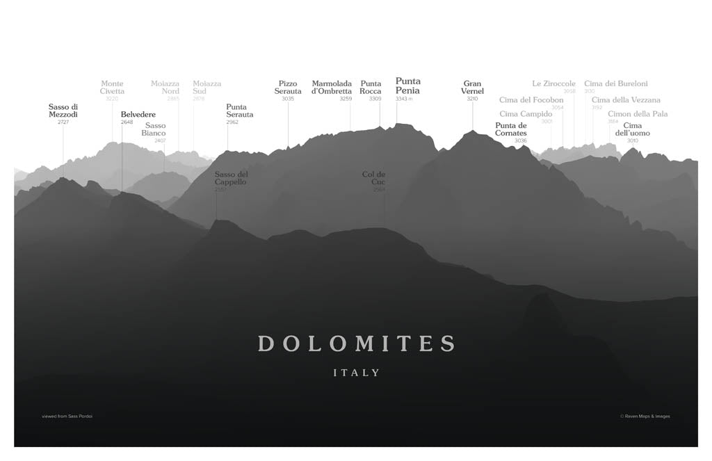 Dolomites - Marmolada Peakscapes Elevation Panorama