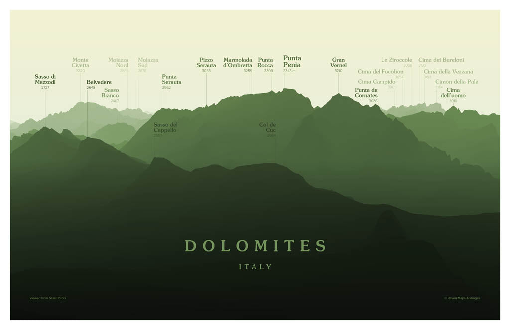 Dolomites - Marmolada Peakscapes Elevation Panorama