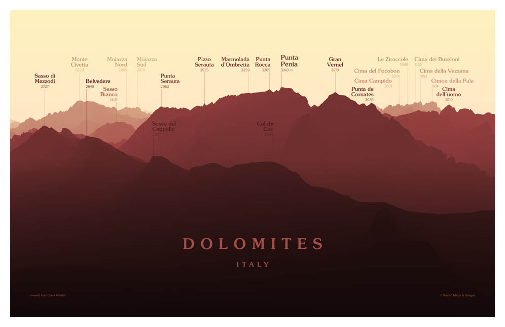 Dolomites - Marmolada Peakscapes Elevation Panorama