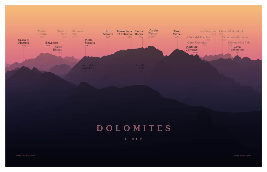 Dolomites - Marmolada Peakscapes Elevation Panorama