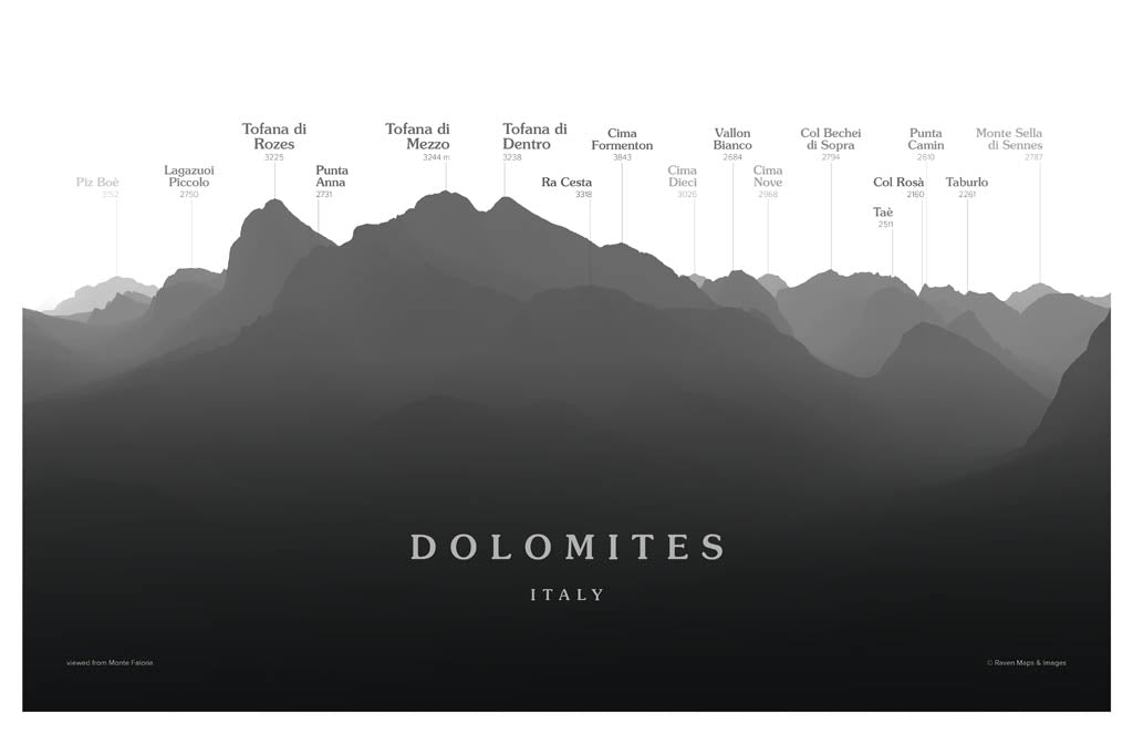 Dolomites - Tofane Peakscapes Elevation Panorama
