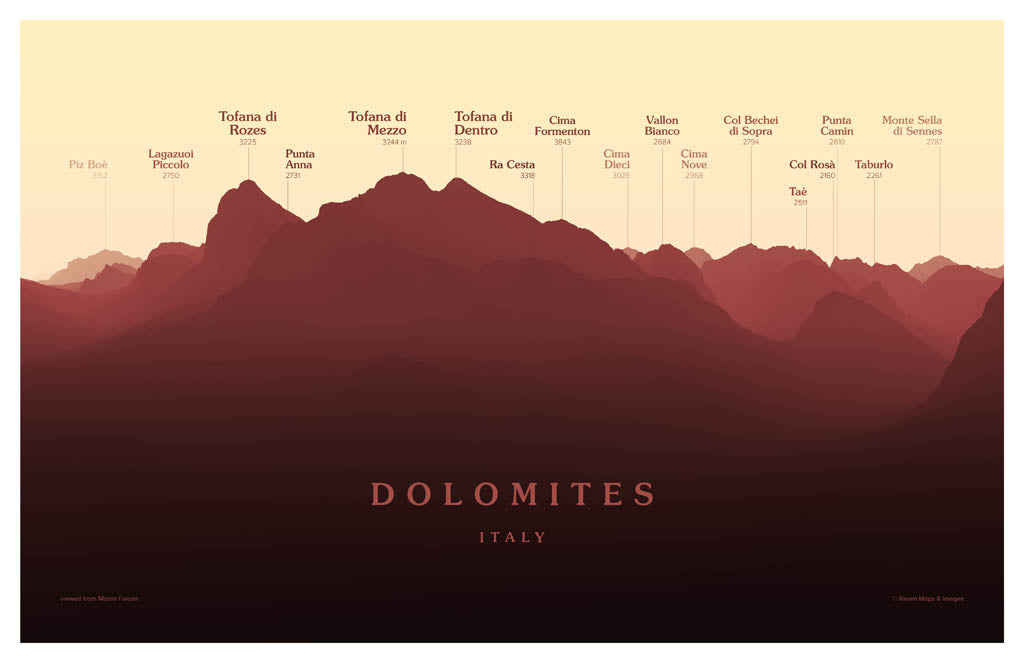Dolomites - Tofane Peakscapes Elevation Panorama
