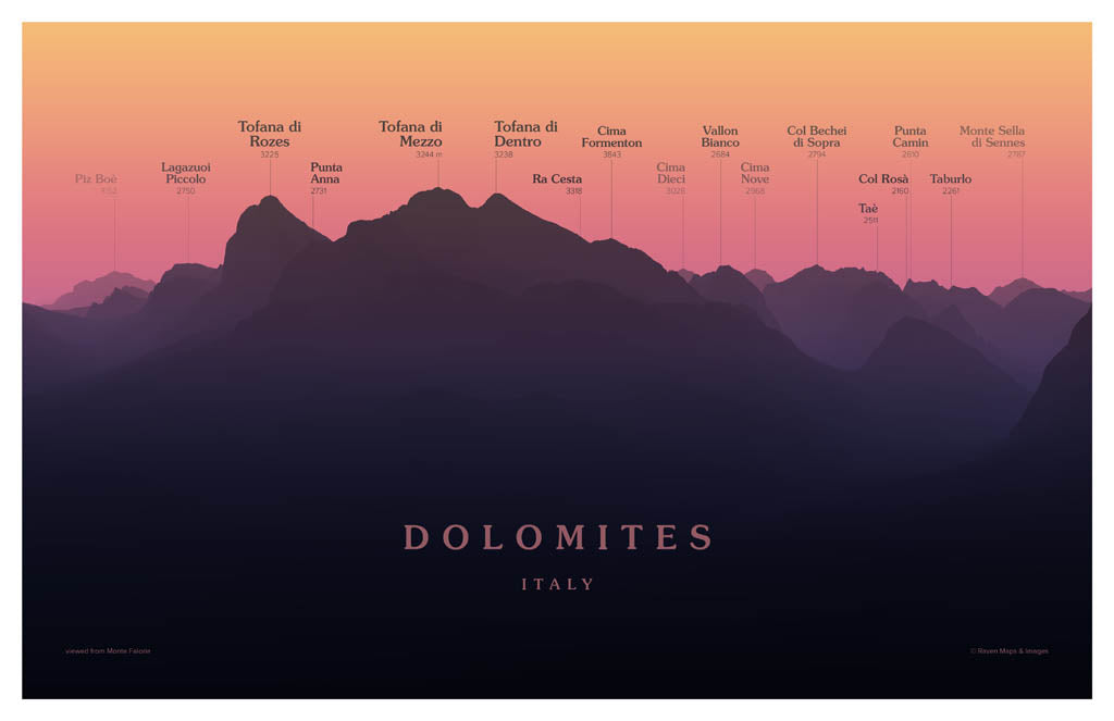 Dolomites - Tofane Peakscapes Elevation Panorama