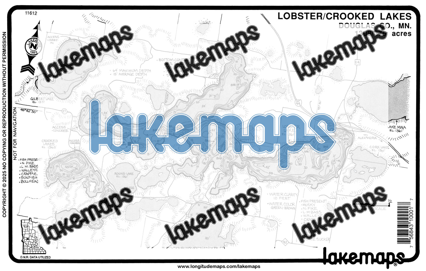 Douglas County, MN - LOBSTER - Lakemap - 11612