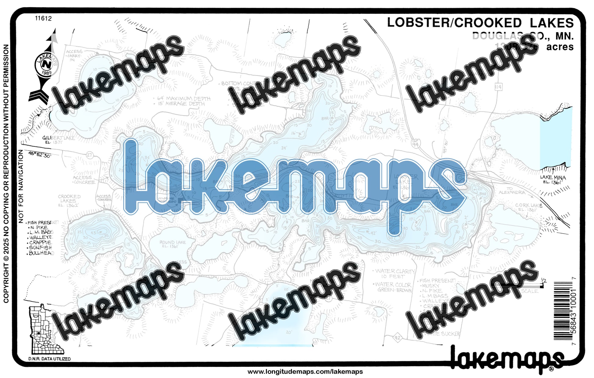 Douglas County, MN - LOBSTER - Lakemap - 11612