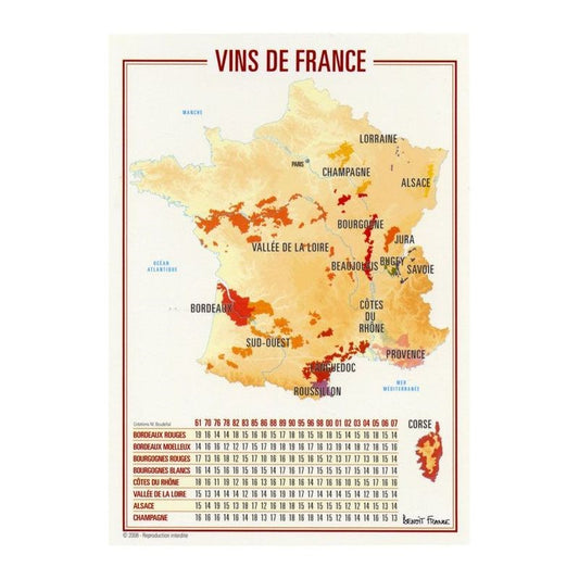 France Wine Map Postcard