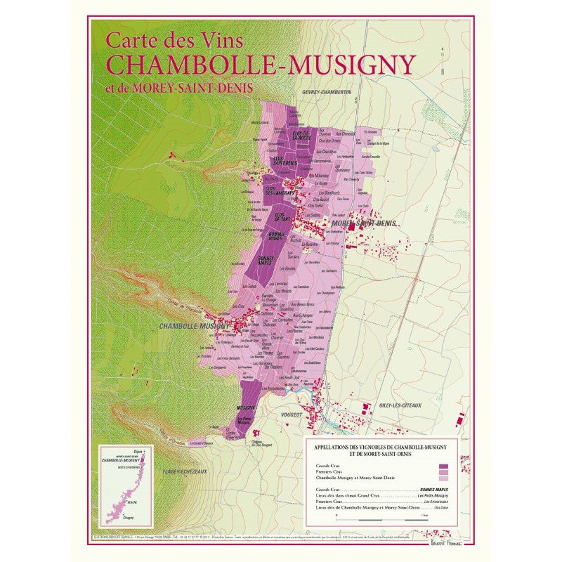 Chambolle-Musigny Wine Region Map Poster