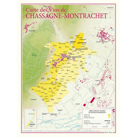 Chassagne-Montrachet Wine Region Map Poster