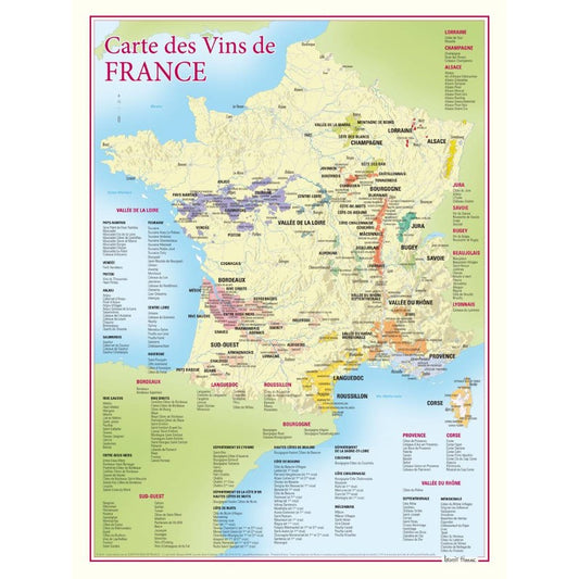 France Wine Poster (Carte des Vins de France) 30 x 40 cm