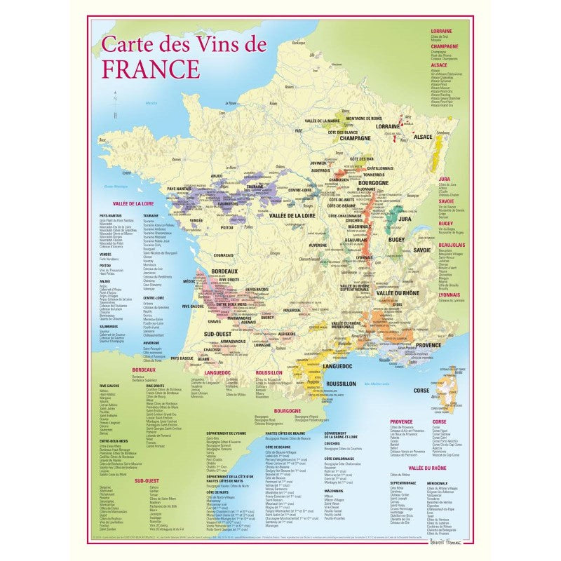 France Wine Poster (Carte des Vins de France) 30 x 40 cm