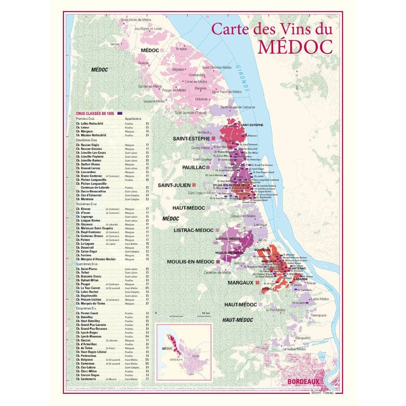 Médoc wine poster (Carte des Vins du Médoc)