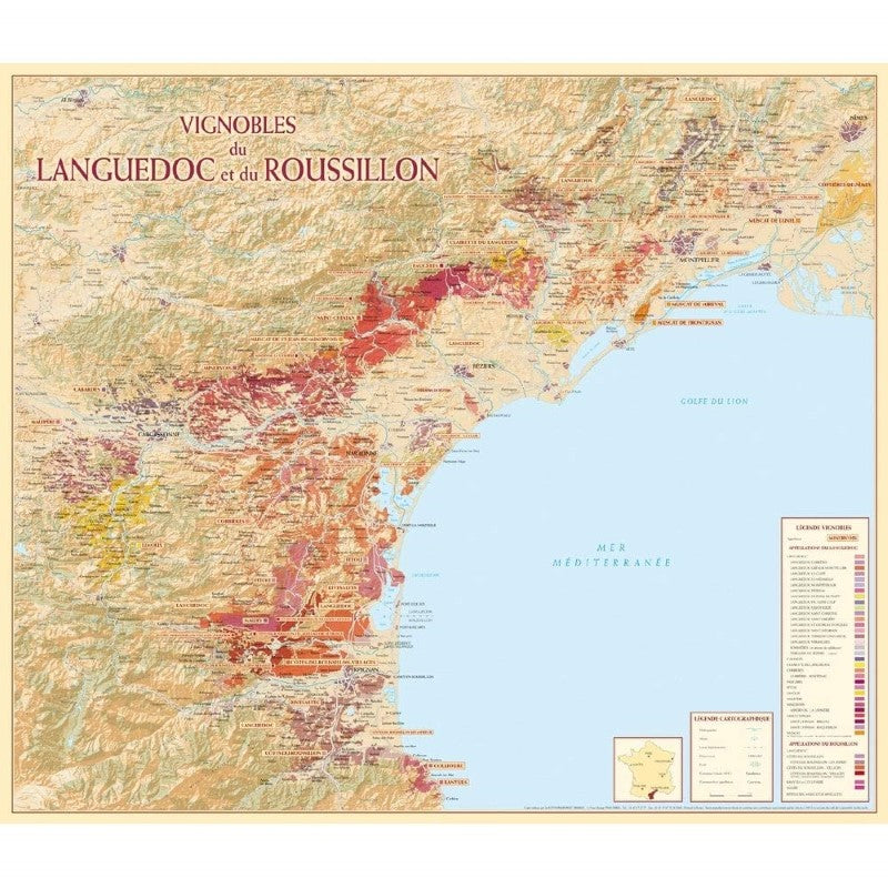 Carte des Vignobles du Languedoc et du Roussillon