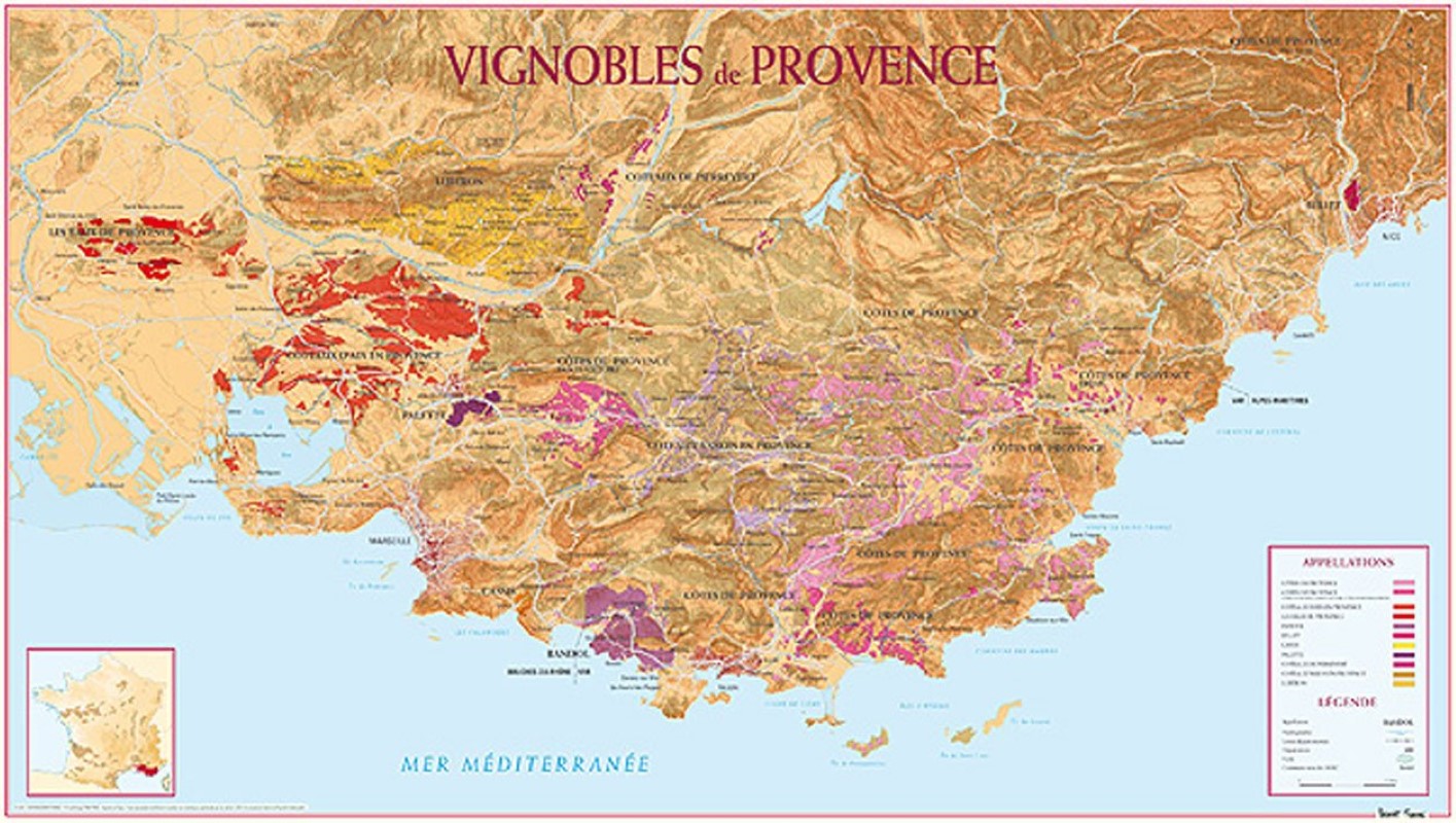 Carte du Vignoble de Provence Poster