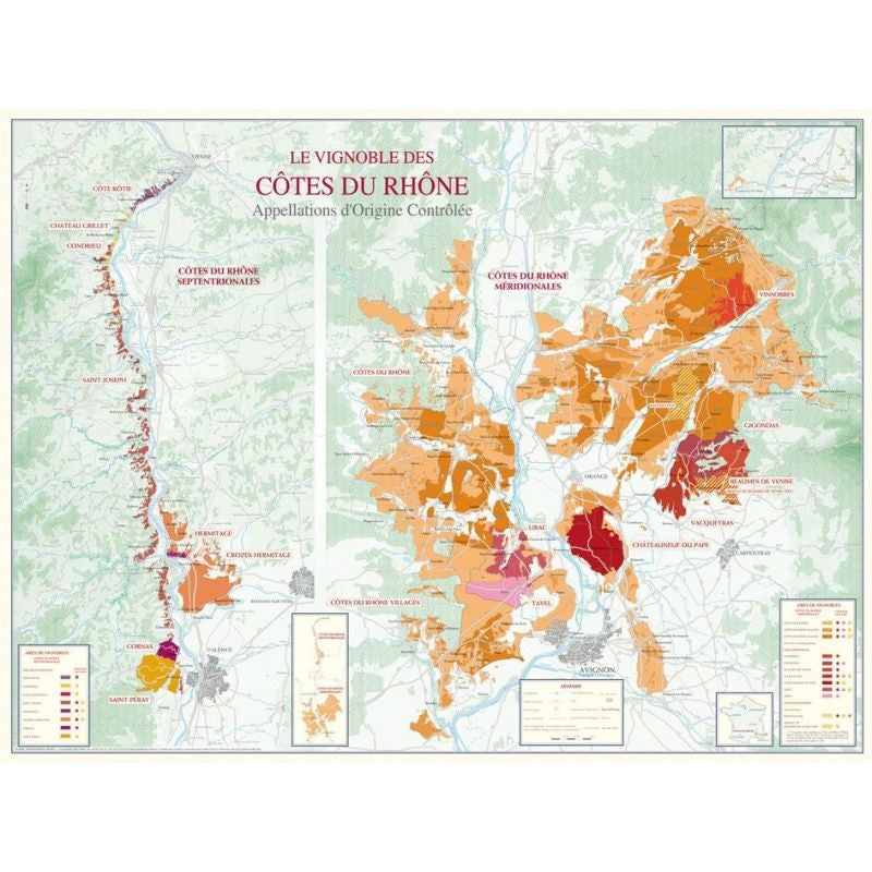 Carte des Vignobles des Côtes du Rhône